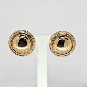 Pendientes Botón Oro 14K Antiguos, 1" Diámetro - Imagen 1 de 6