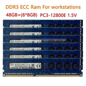 Hynix DDR3 48G 6x8GB PC3-12800E 1600MHz Ram ECC Unbuffered UDIMM für Workstation - Bild 1 von 6