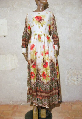Vintage Chic Vestido Largo 1970 Auténtica Hippy Maxi 70s Imprimir (40) - Imagen 1 de 4