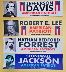 4 Bumper Stickers - Davis, Lee, Forrest and Jackson Confederate Generals Durable - Picture 1 of 6