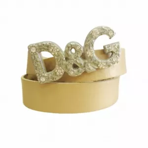D & G Dolce Gabbana Logo Brillo Hebilla Cinturón Flor Motivo Estrás Usado 98342d - Imagen 1 de 9