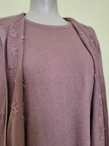 Alfred Dunner kleiner rosafarbener Langarm Layer bestickt Strick Strick Strick Strick Strick Pullover - Bild 1 von 11