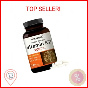 NatureBell Full Spectrum Vitamin K2 Supplement with MK-7 & MK-4, 200 mcg, 240 Ct - Picture 1 of 2