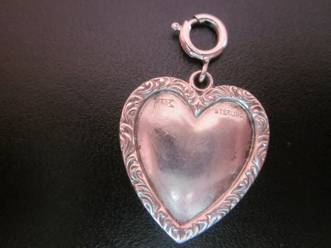 Foster and Bailey(F&B) Sterling Silver Heart Shaped Pendant / Charm  1" Cover