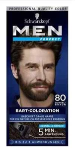 Pack of 6 x Schwarzkopf Men Perfect Beard Coloration 80 Dark Brown - Picture 1 of 1
