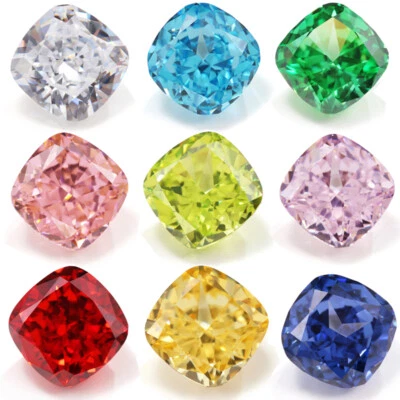 Cushion Crushed Ice Cut Cubic Zirconia Loose Gemstone Fadeless AAAAA CZ Stone - Image 1 of 4