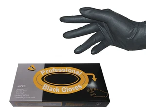 Re-usable Black Latex Hairdressing Gloves Small/Medium/Large Box of 20 - Picture 1 of 2