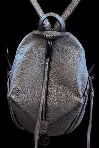 NWT Rebecca Minkoff Julian Med Leather Backpack In Black/White Pebbled - Picture 1 of 14