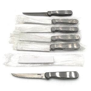 6 Ginsu Heavy-Handled Stainless Steel Steak Knives 5 Brand New! Serrated 8 1/2"