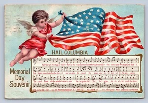 K4/Patriotische Postkarte c1910 Memorial Day Amor Flagge Hagel Columbia 48 - Bild 1 von 4