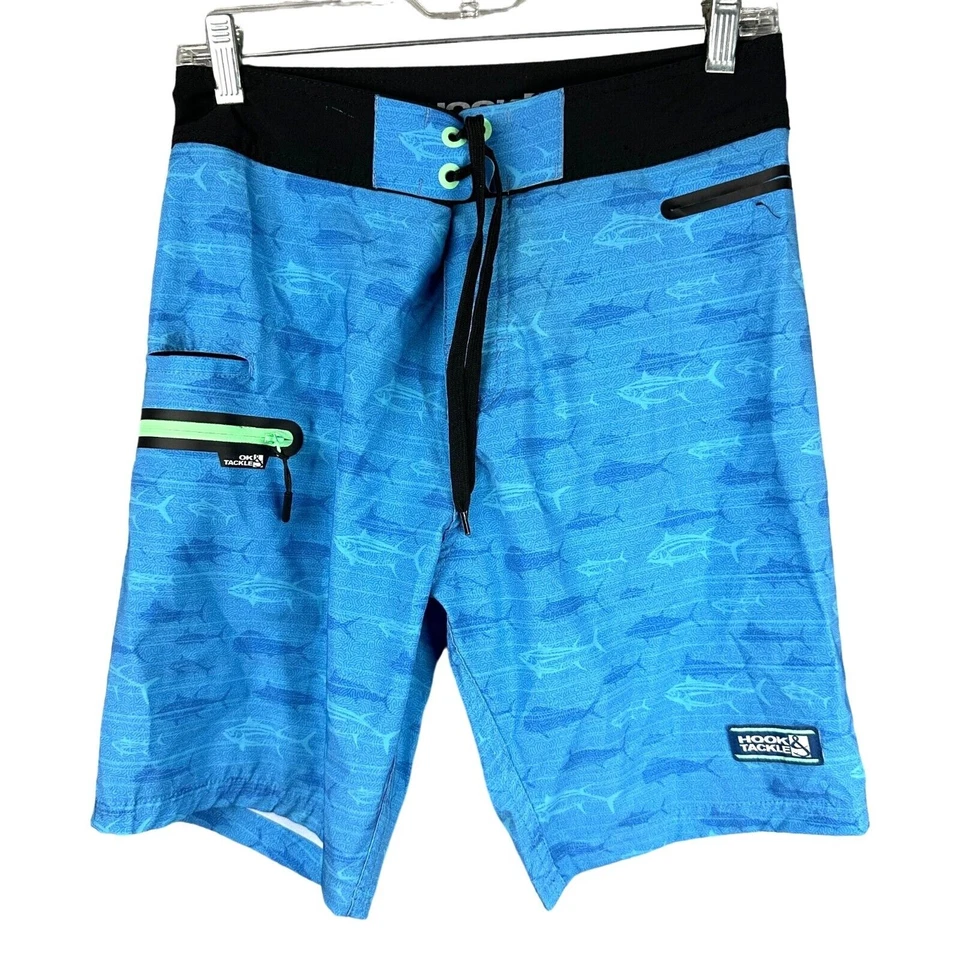 Pantalones cortos de tabla Hook & Tackle Divers para hombre 28 azul patrón de mahi y atún Foto 1 de 4