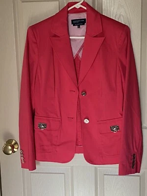 JONES NEW YORK Signature Pink Silver Button Front Blazer Jacket  SZ  8 - Изображение 1 из 3