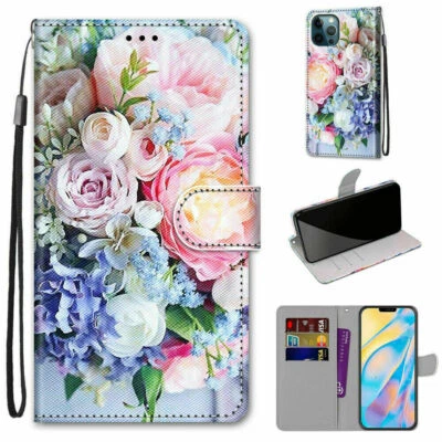 Flower Flip Wallet Phone Case For Samsung S8 S9 S10 S20 S21 Note 20 A51 A10 - Image 1 of 4