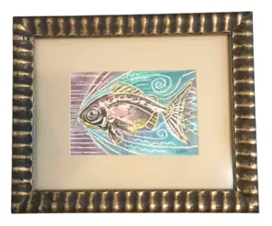 ORIGINAL J. Vincent Scarpace Abstract Fish Art Watercolor Vintage 2003 SIGNED - Picture 1 of 2