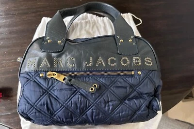 Bolso Bowler 100% AUTÉNTICO Marc Jacob’s Kirsten Cuero Azul y Nylon  Foto 1 de 4