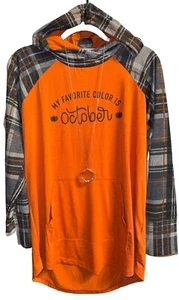 SUDADERA ÁMBAR TEJIDA NUEVA CON ETIQUETAS LuLaRoe grande a cuadros “Mi color favorito es octubre” - Imagen 1 de 8
