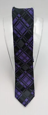 Corbata clásica ajustada a cuadros morada y negra Alfani para hombre 58x3 Foto 1 de 3