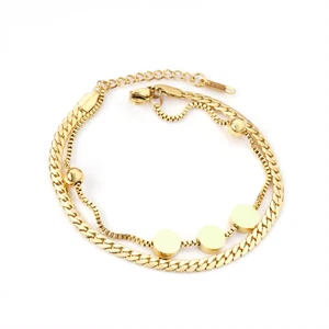 18k Gold Plated Double Chain Circular Charm Bracelet - Picture 1 of 5