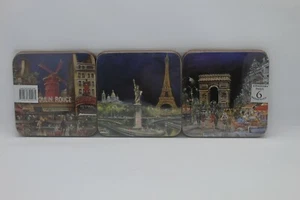 6 Scenes of  PARIS FRANCE DESSOUS de VERRE Coasters New In Box - Picture 1 of 2