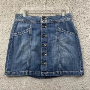 Y2K American Eagle Denim Jeans A-Linie Minirock Knopfleiste Festival Retro W 12 - Bild 1 von 6