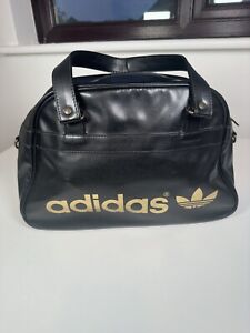 Adidas Originals Bowling Style Bag Black Gold Logo Handbag Retro