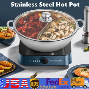 11.02*2.75 in Round Silver Stainless Steel Hot Pot With Glass Lid Hot Pot Set - Picture 1 of 13