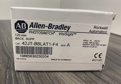 New Allen Bradley 42JT-B8LAT1-F4 Ser A Photoswitch VisiSight 120MM Range - USA - Image 1 of 4