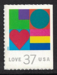 Scott 3657 - Amor, formas coloridas - MNH (S/A) 37c 2002 - sello como nuevo sin usar - Imagen 1 de 1