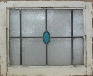 GEOMETRICAL OLD ENGLISH LEADED STAINED GLASS WINDOW 20.25" X 16.5" - Picture 1 of 3