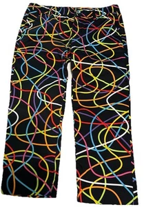 Loudmouth Capri  Pants Women's Sz 4 X 21” Ladies Golf Black Colorful - Picture 1 of 7