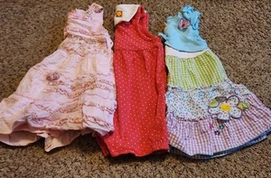 💥 Vtg 3 Pieces Of  Baby Girl Clothing 24 Months Shabby Chic Gingham Polka Dot - Picture 1 of 15