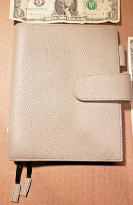 Moterm Small Pebbled Grain Leather Planner Cover Wallett Gray Taupe Free Ship - Image 1 of 4