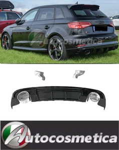 SOTTOPARAURTI POSTERIORE DIFFUSORE NERO FINALI PER AUDI A3 16-20 SPORTBACK RS - Foto 1 di 9