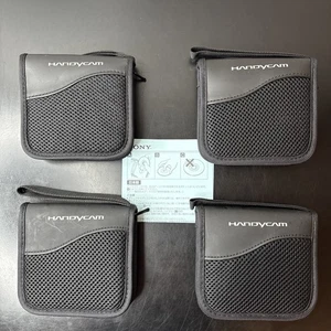 Lote de 4 fundas de almacenamiento Sony Handycam OEM malla negra accesorios mini DVD - Imagen 1 de 4