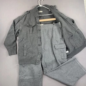 Old Navy Sweater Pants Set Mens 2XL Gray Button Up Cardigan Knit Cargo Pockets - Picture 1 of 18