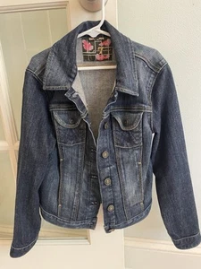 7 For All Mankind Girls Size 8-10 Medium (M) Jean Denim Jacket Button EUC - Picture 1 of 7