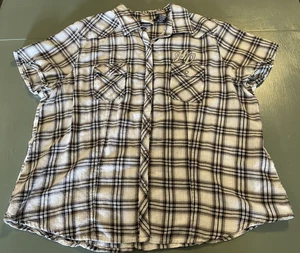 Harley Davidson schwarz-weiß kariertes kurzärmliges Hemd mit Druckknopfverschluss Größe 1W - Bild 1 von 11