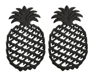 Scratch & Dent 2 Piece Antique Bronze Finish Pineapple Cast Iron Trivet Set - Picture 1 of 4