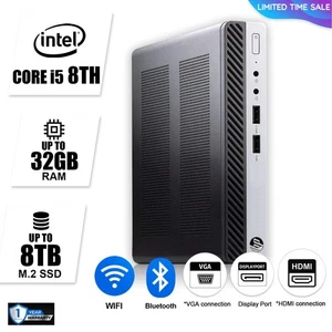 HP Mini Desktop Computer PC i5 8th, up to 32GB RAM, 2TB SSD  Windows 11/10, WiFi - Picture 1 of 5