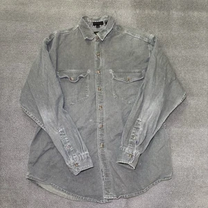 Camicia vintage Eddie Bauer con bottoni uomo grande verde alce twill made in USA #14 - Foto 1 di 12