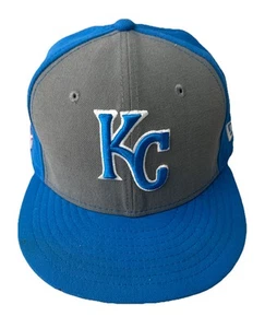 KANSAS CITY ROYALS Cap MLB- NEW ERA 59FIFTY Fitted 7 1/8 Blue And Gray - Picture 1 of 12
