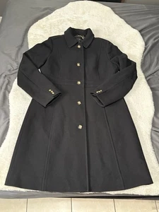J Crew Classic Lady Day Black Coat Italian Double-Cloth Wool Thinsulate Size 16T - Picture 1 of 9