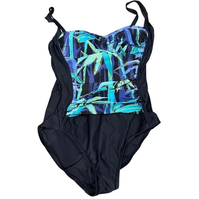 Azul Traje de Baño Mujer 8 Negro Tropical Azul Verde Inalámbrico Minimizador Control Abdomen Foto 1 de 4