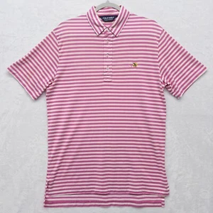 Ralph Lauren Polo Mens Medium Golf Galloway Golf Club Pink Striped Pima Cotton - Picture 1 of 5