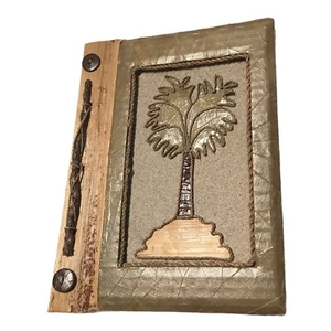 Hand Crafted Journal/Notebook Turtle Cover  Blank Tan Paper  Wood  Leaves - Picture 1 of 7