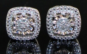 Cushion Cut Natural Diamond Stud Earrings - Picture 1 of 4