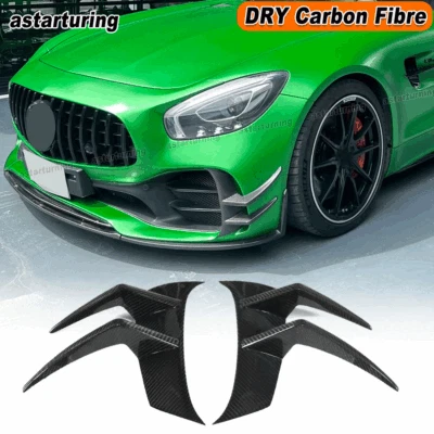Parachoques delantero de carbono seco para Mercedes Benz AMG GT R 2016-2019 divisores aletas labios Foto 1 de 4