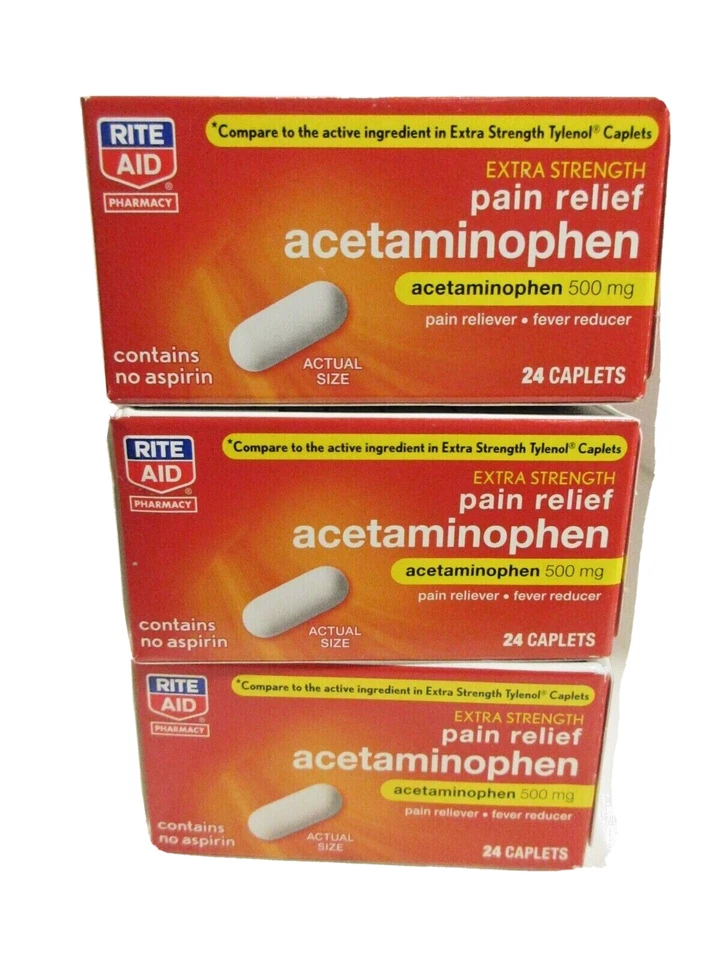 3 PACK Rite Aid Extra Strength Pain Relief  24 CAPLETS each - Image 1 of 1