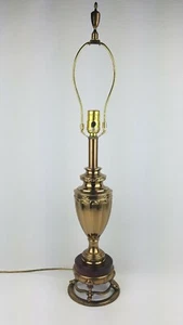Vintage Rembrandt Wood & Brass Table Lamp 1989 * 29" Tall - Picture 1 of 11