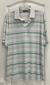 Ashworth Men's Golf Shirt Size XL White Green Stripes TPC Tampa Bay Patch 127 - Picture 1 of 9